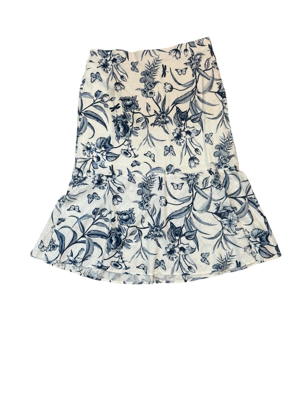 Haver + Blair Blue White Floral Maxi Skirt Tiered Flowy Boho XL NWOT - Picture 6 of 8